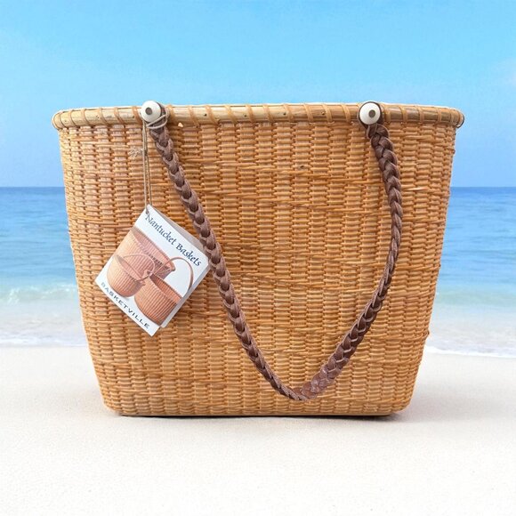 Nantucket Basket "Basketville" Tote VINTAGE - NEW - Picture 1 of 8